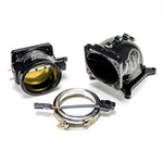 105mm Hi-Boost Throttle Body + 4150 SIDE/SIDE Billet Elbow Combo V-BAND (Black)