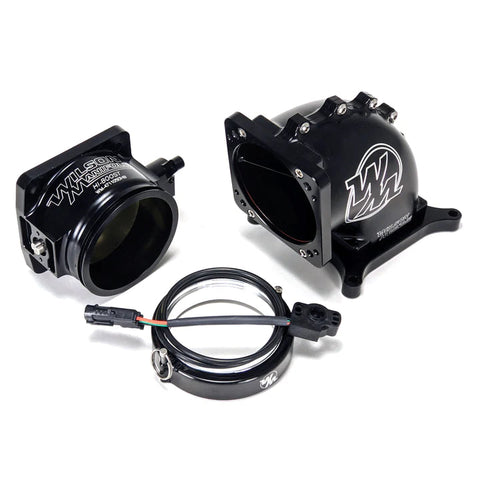 90mm HI-BOOST THROTTLE BODY + 4150 BILLET ELBOW COMBO SIDE/SIDE (BLACK)